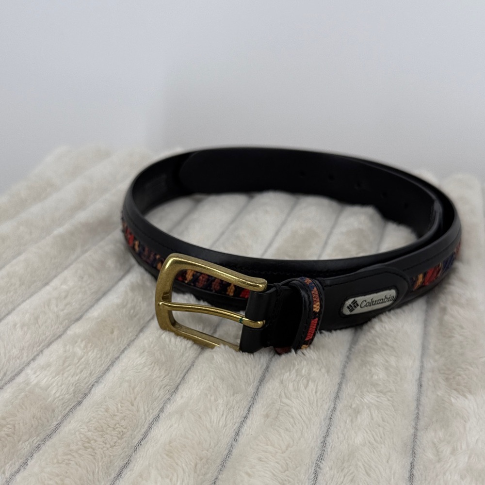 Columbia Colorful Black Belt with Gold Buckle